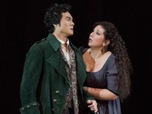 Yonghoon Lee and Jennifer Rowley in Sir David McVicar's production of Verdi's "Il Trovatore" at the Metropolitan Opera.