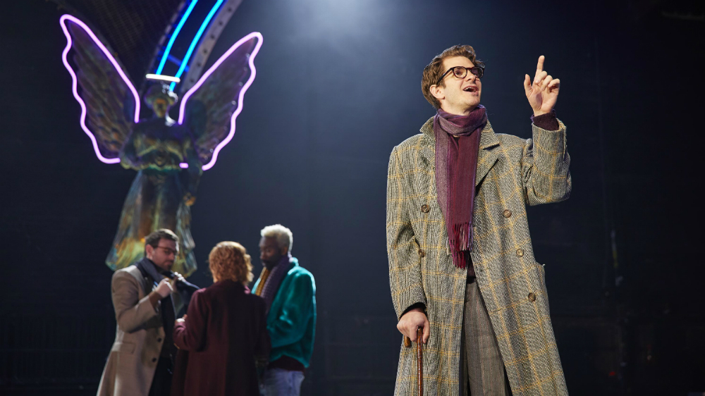 James Garfield and company in Tony Kushner's "Angels in America" at the Neil Simon Theatre.