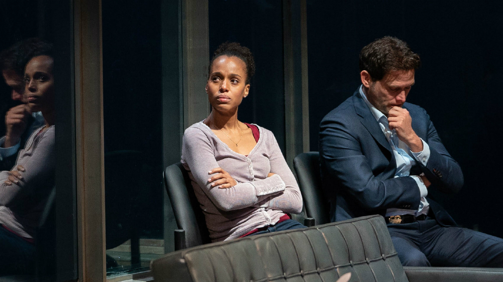 Kerry Washington and Steven Pasquale in Christopher Demos-Brown’s "American Son" at the Booth Theatre. Photo by Peter Cunningham.