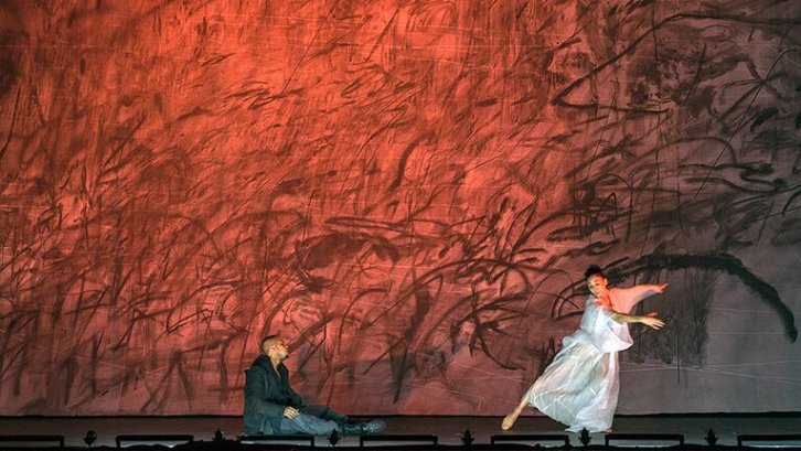 Davóne Tines and Nora Kimball-Mentzos in Kaija Saariaho's "Only the Sound Remains" at the Rose Theater at Jazz at Lincoln Center.