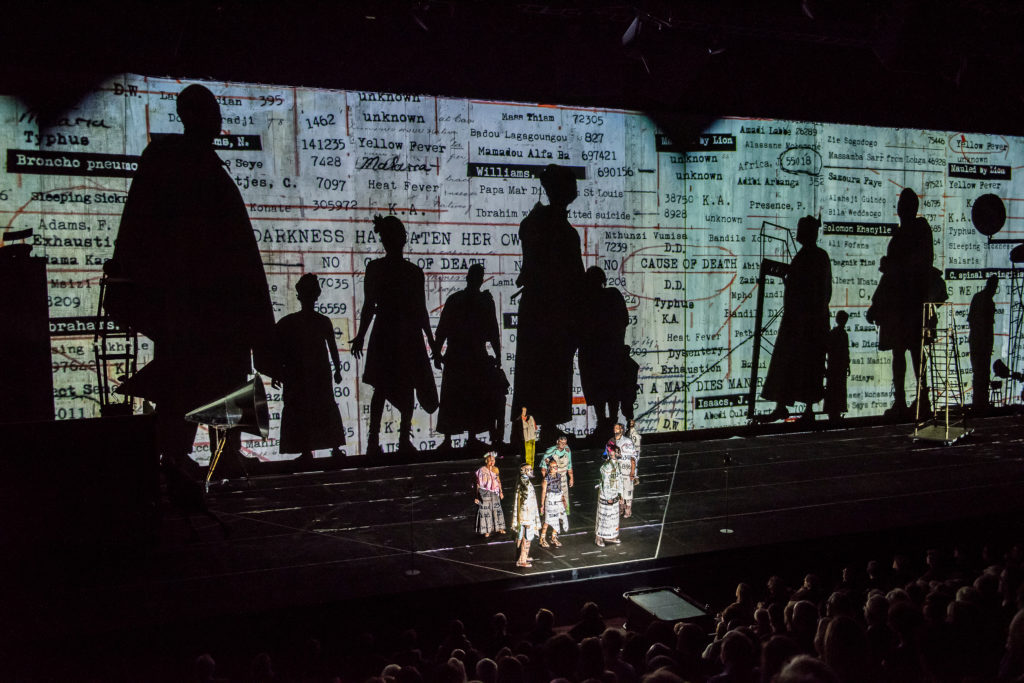 William Kentridge's "The Head and the Load" at the Park Avenue Armory Drill Hall. Photo by Stephanie Berger.