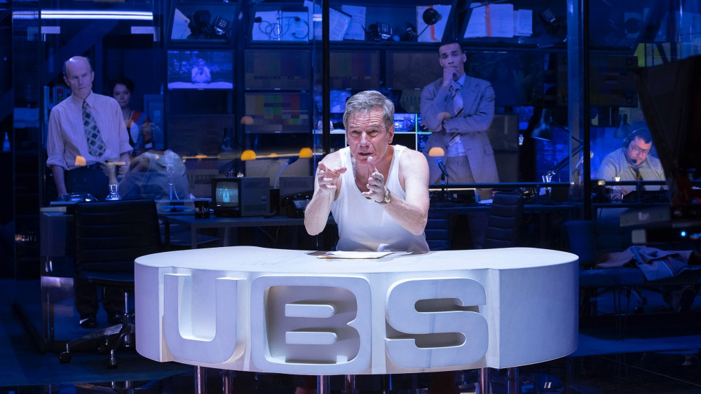 Bryan Cranston in Ivo van Hove's production of "Network" at the Belasco Theatre. Photo by Jan Versweyveld.