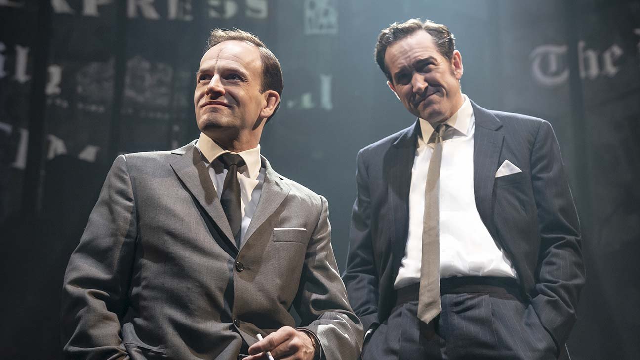 Jonny Lee Miller and Bertie Carvel in James Graham's "Ink" at the Samuel J. Friedman Theatre, courtesy of Manhattan Theatre Club. Photo by Joan Marcus.