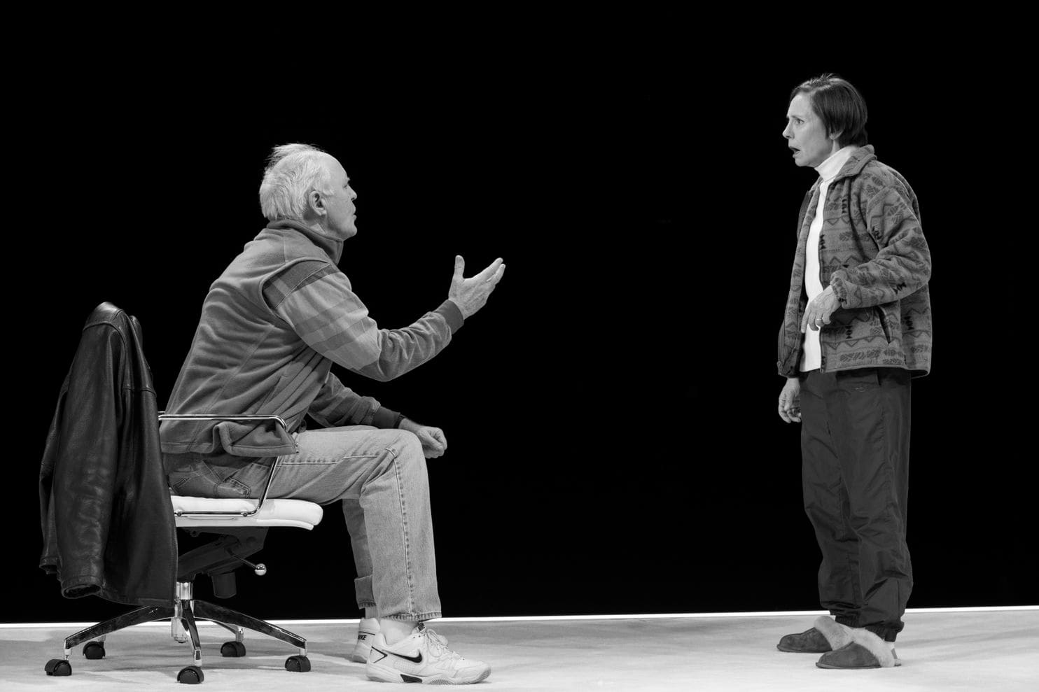 John Lithgow and Laurie Metcalf in Lucas Hnath's "Hillary and Clinton" at the John Golden Theatre. Photo by Julieta Cervantes.