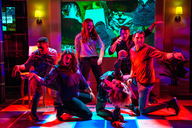 The company of "#DateMe: An OkCupid Experiment" by Robyn Lynne Norris at the Westside Theatre. Photo by Jeremy Daniel.