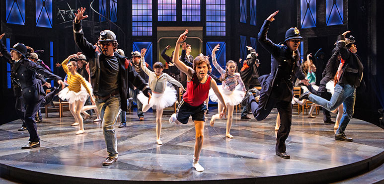 Nolen Dubuc (center) and the company of Elton John and Lee Hall's "Billy Elliot" at the Festival Theatre.