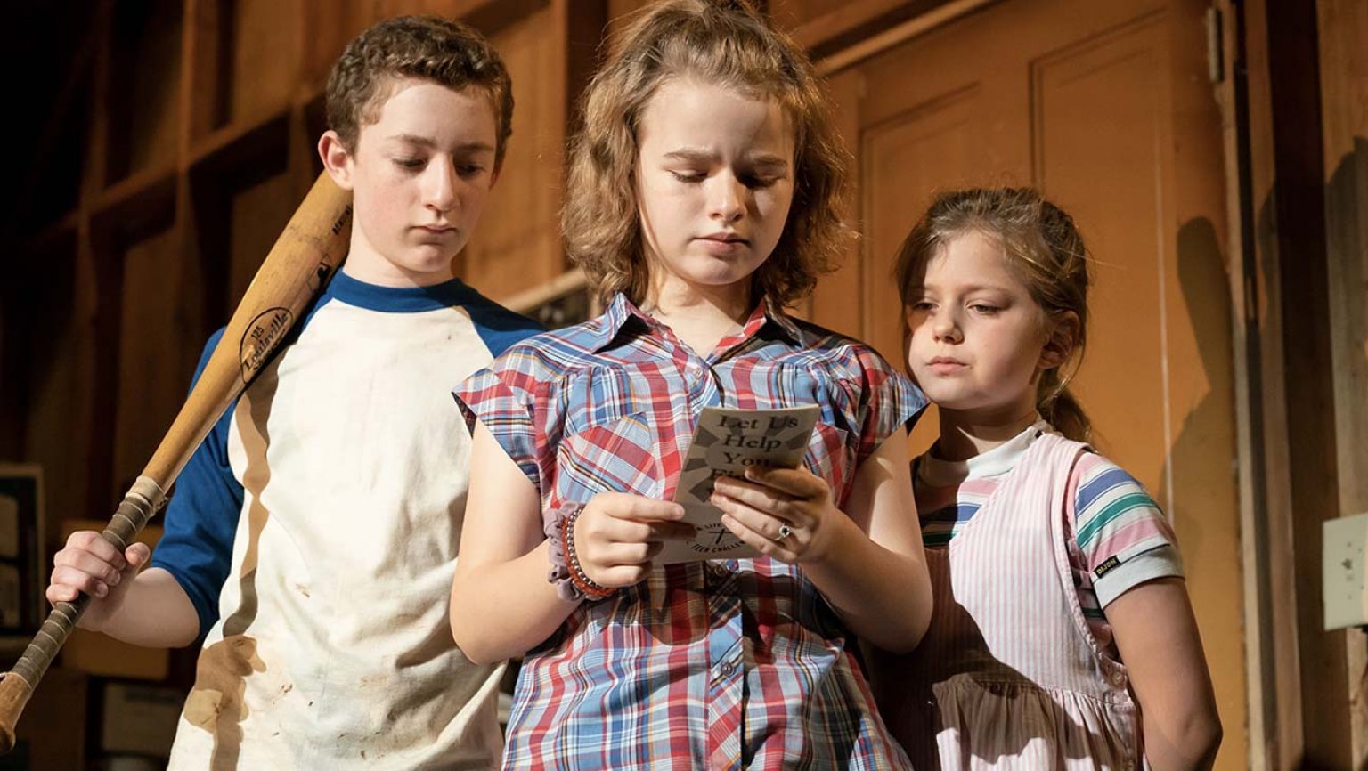 Ryan Foust, Maren Heary, and Casey Hilton in the Second Stage production of "Make Believe" by Bess Wohl at the Tony Kiser Theater. Photo by Joan Marcus.