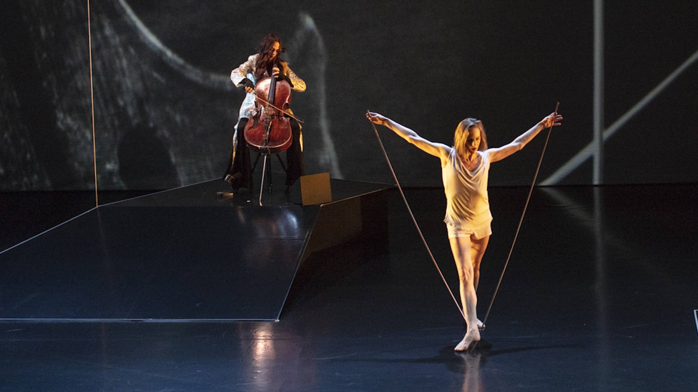 Maya Beiser and Wendy Whelan in Lucinda Childs and David Liang's "The Day".