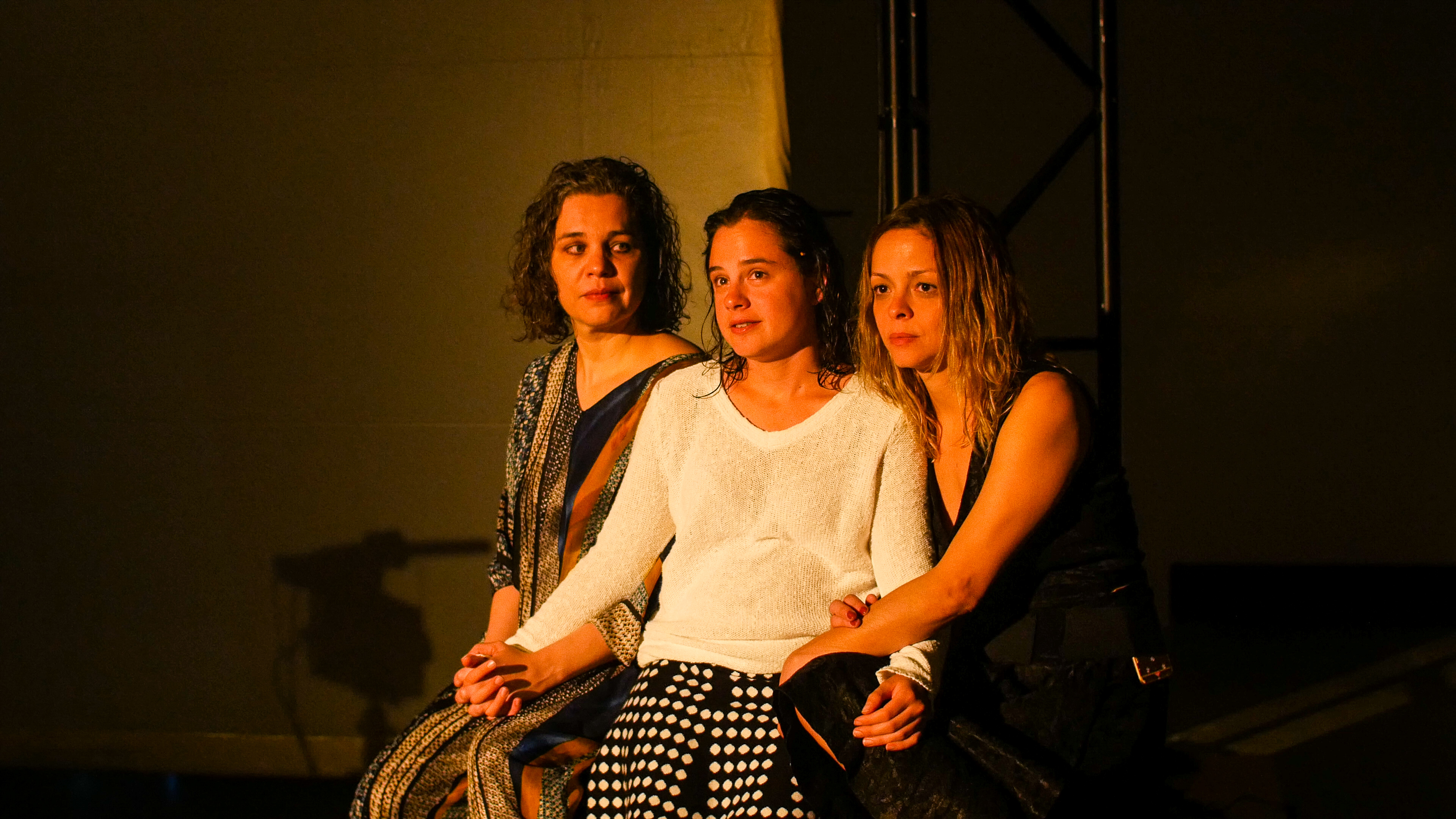 Isabel Teixeira, Julia Bernat, and Stella Rabello in Christiane Jatahy's "What if they went to Moscow?", an offering at BAM's Next Wave Festival.