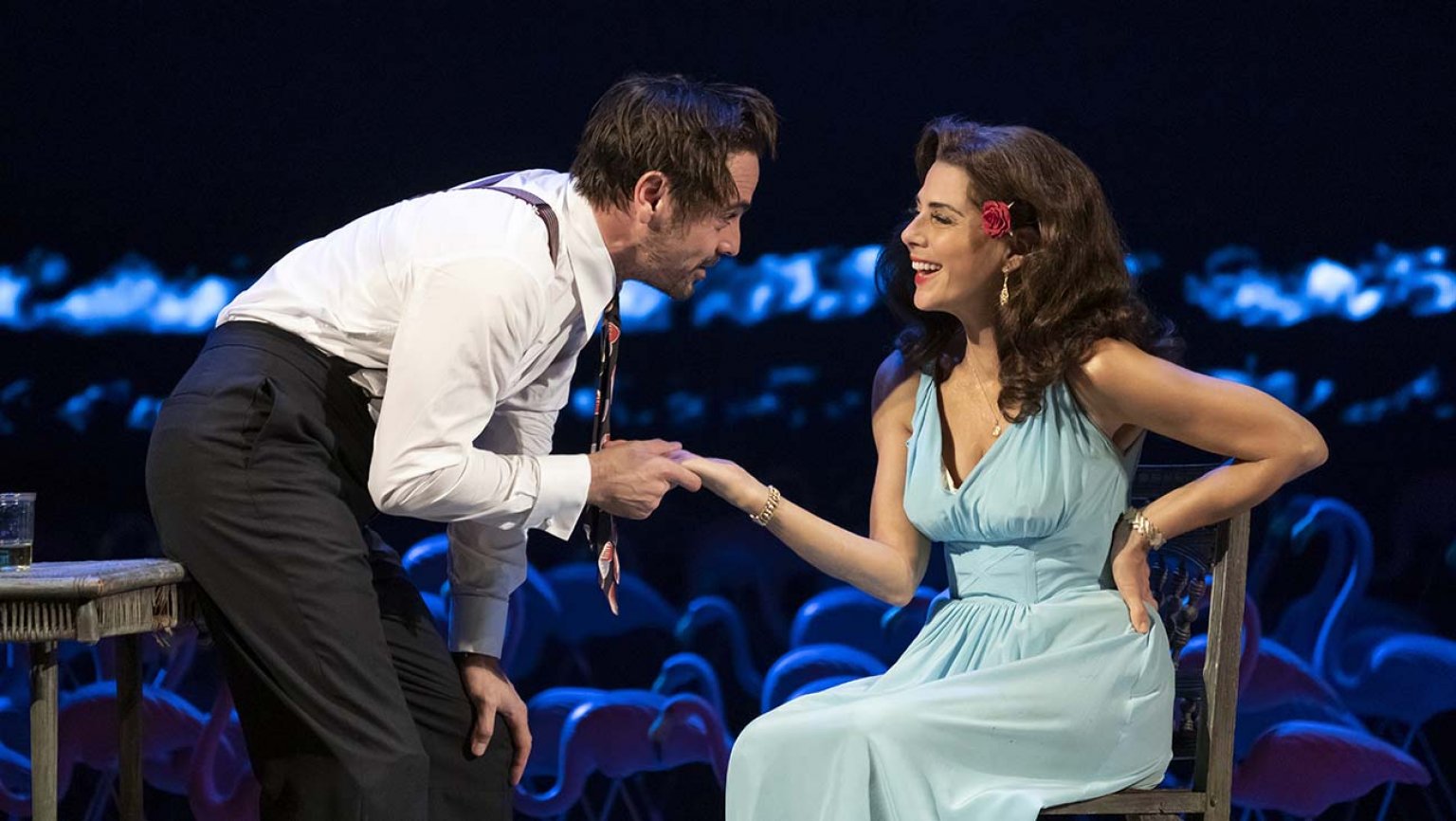 Emun Elliott and Marisa Tomei in Roundabout Theatre Company's revival of "The Rose Tattoo" by Tennessee Williams at the American Airlines Theatre. Photo by Joan Marcus.