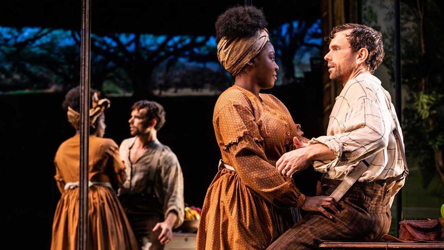 Joaquina Kalukango and Paul Alexander Nolan in Jeremy O. Harris's "Slave Play" at the John Golden Theatre. Photo by Matthew Murray.