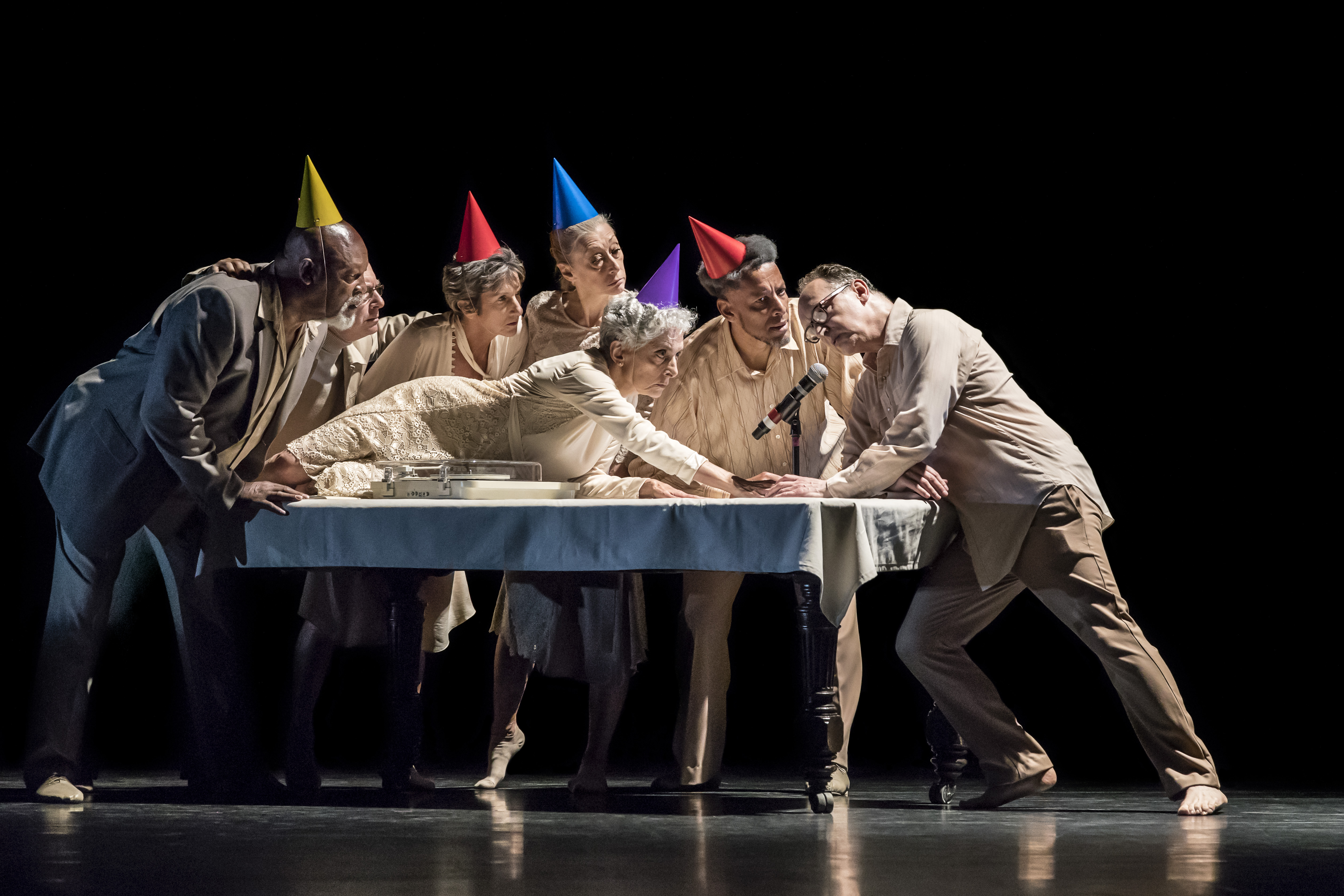 The company of Annie-B Parson's "The Road Awaits Us", as performed by Big Dance Theater, at NYU Skirball.