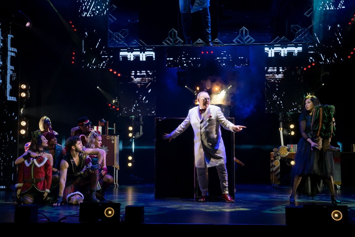 Kevin James and the company of "The Illusionists" at the Neil Simon Theatre. Photo by Joan Marcus.