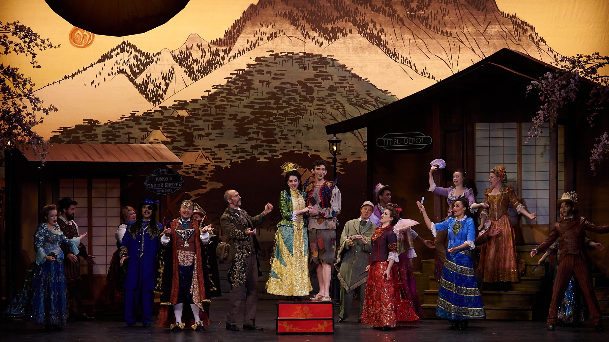 The company of NYGASP's new production of Gilbert and Sullivan's "The Mikado" at the Kaye Playhouse at Hunter College. Photo by William Reynolds.