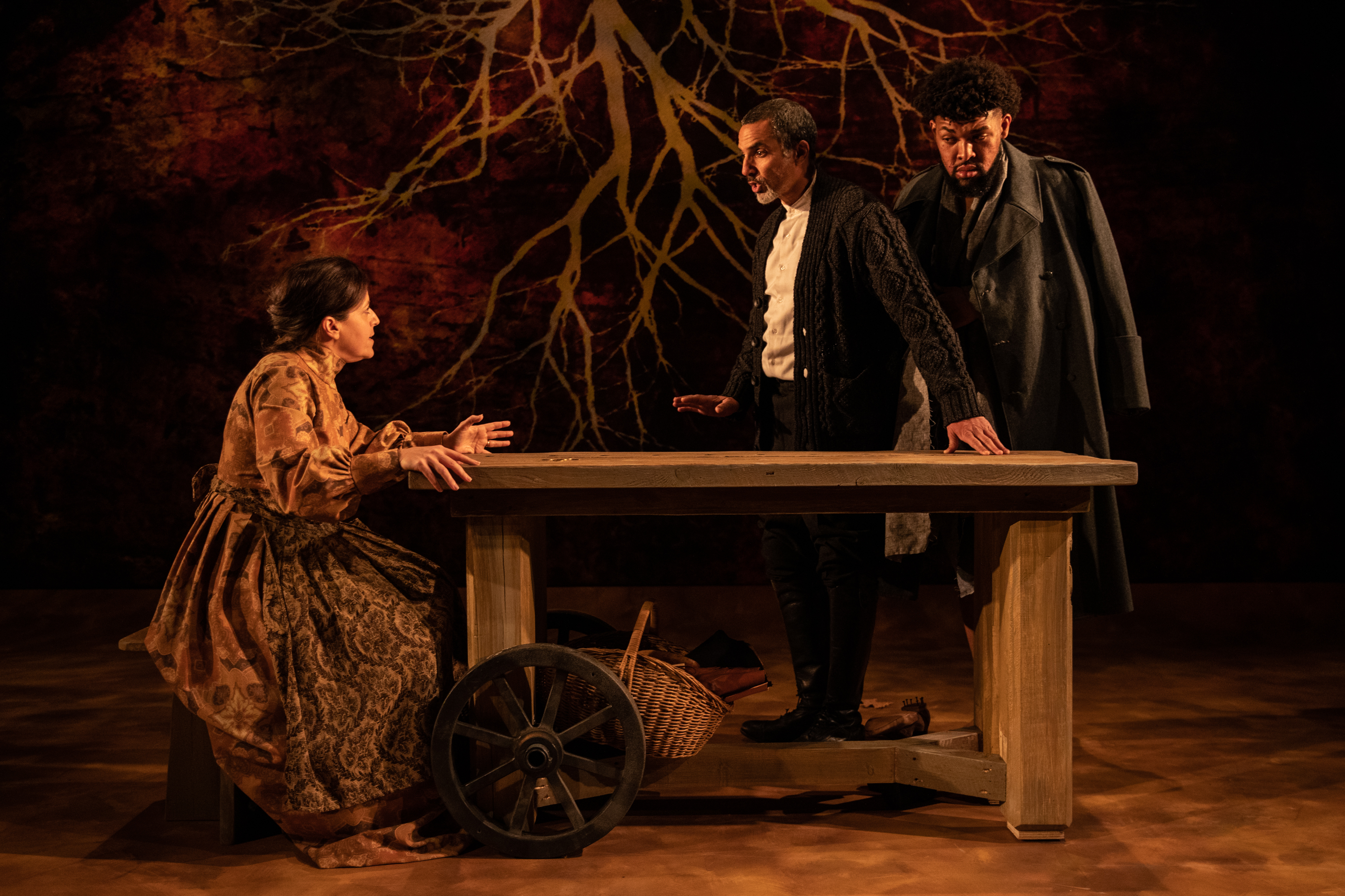 Katie Firth, J. Paul Nicholas, and Malik Reed in Mint Theater Company's production of "Chekhov/Tolstoy: Love Stories" (pictured, "Michael") adapted by Miles Malleson at Theatre Row. Photo by Maria Baranova.