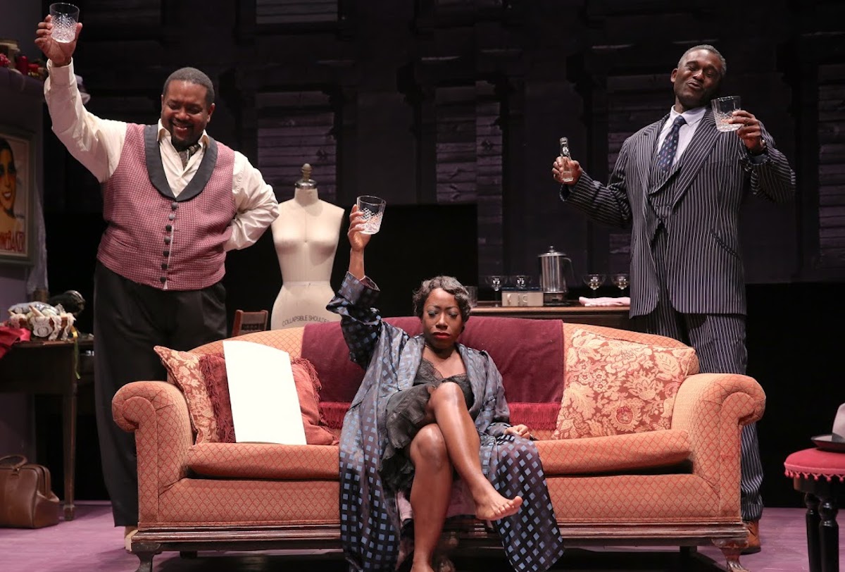 John-Andrew Morrison, Alfie Fuller, Sheldon Woodley in Keen Company's production of "Blues for an Alabama Sky" by Pearl Cleage at Theatre Row. Photo by Carol Rosegg.