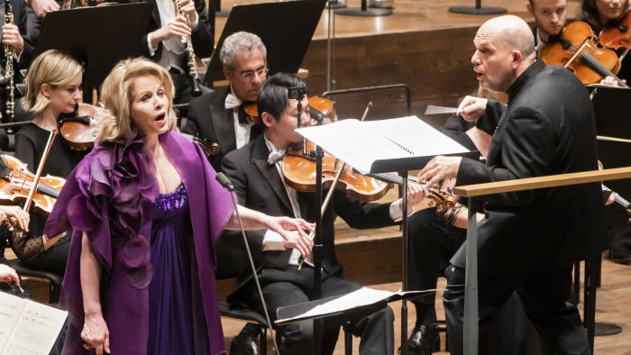 Renée Fleming and Jaap van Zweden with the New York Philharmonic at David Geffen Hall. Photo by Chris Lee.