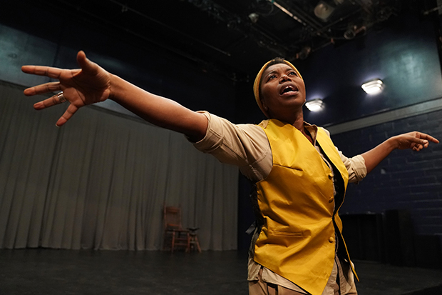 Donnetta Lavinia Grays in her own solo show "Where We Stand" at WP Theater. Photo by Joan Marcus.