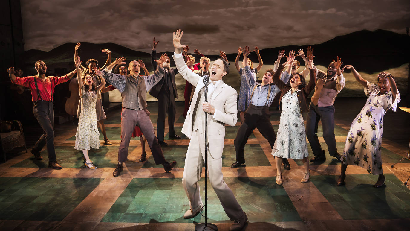 Todd Almond and the company of Conor McPherson and Bob Dylan's "Girl from the North Country" at the Belasco Theatre. Photo by Matthew Murphy.