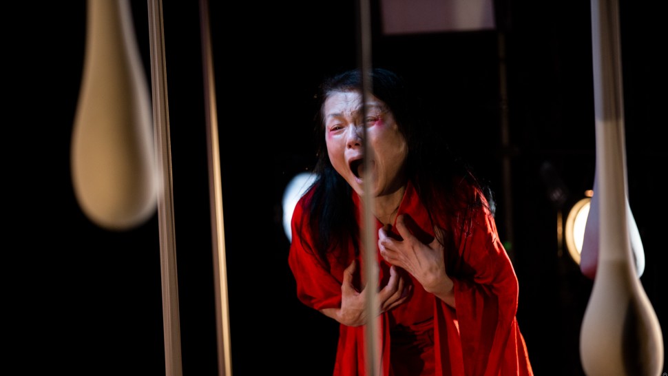 Aoi Lee in Ma-Yi Theater Company's production of "Suicide Forest" by Haruna Lee at the A.R.T./New York Theatres. Photo by Maria Baranova.