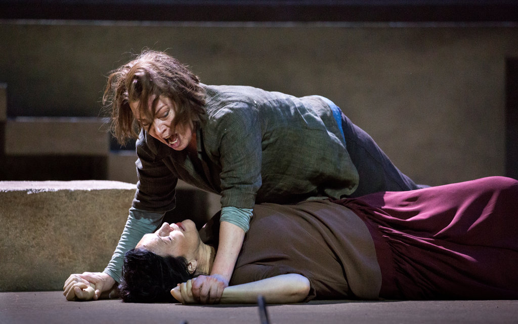 Nina Stemme and Adrianne Pieczonka in the Metropolitan Opera's production of "Elektra" by Richard Strauss.