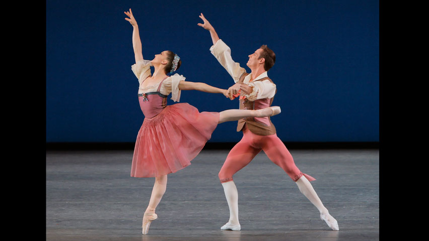 Ashley Bouder and Andrew Veyette of New York City Ballet in Balanchine's "Donizetti Variations".