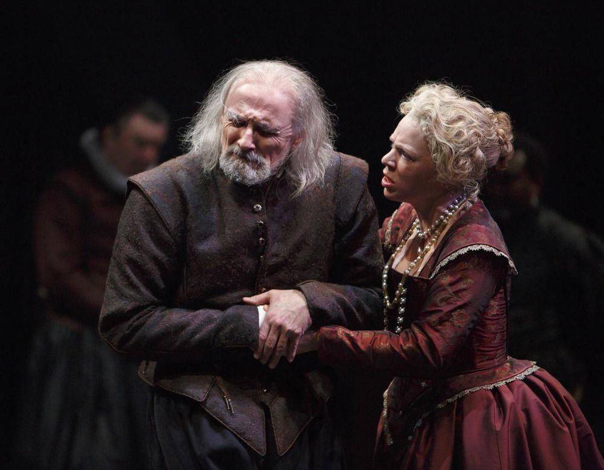 Colm Feore and Liisa Repo-Martell in Stratford Festival's 2014 production of Shakespeare's "King Lear". Photo by David Hou.