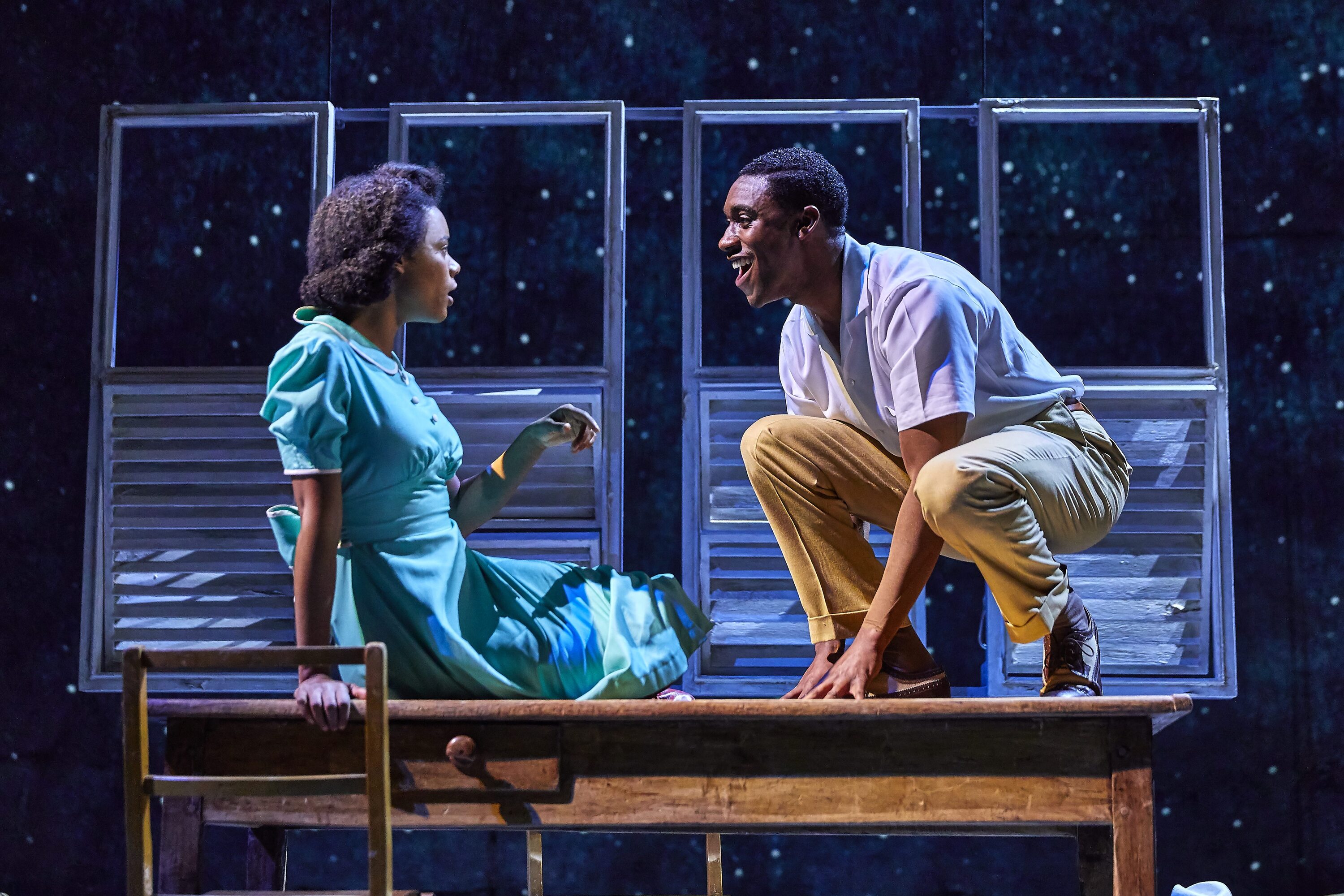 Leah Harvey and CJ Beckford in the National Theatre's production of "Small Island", adapted for the stage by Helen Edmundson after Andrea Levy's novel.