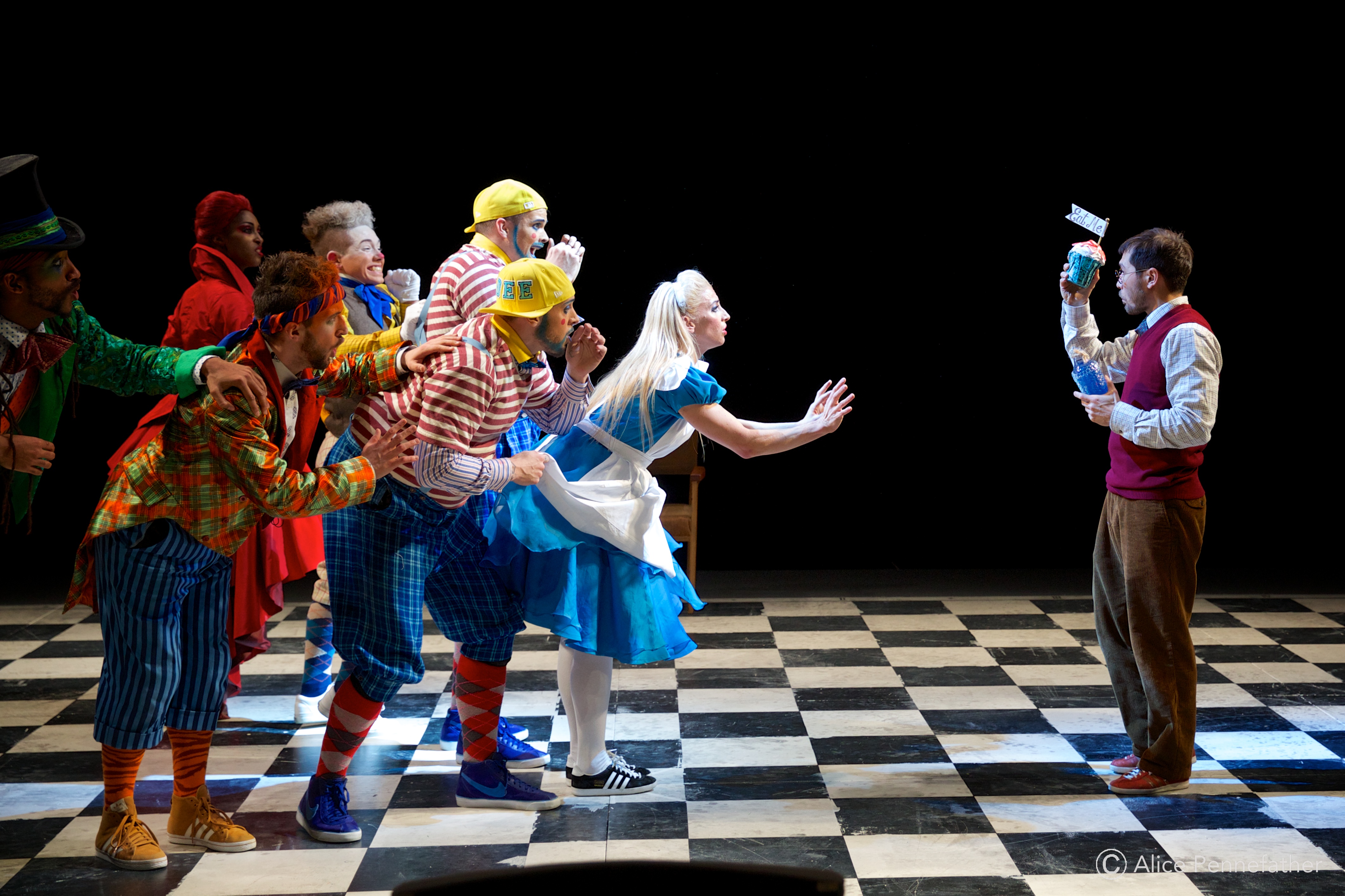 The cast of ZooNation: The Kate Prince Company's production of "The Mad Hatter's Tea Party" at the Roundhouse.