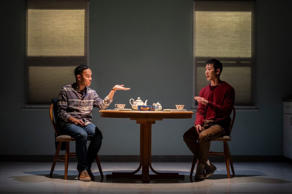 Jon Norman Schneider and Rob Yang in Playwrights Horizons' production of “Catch as Catch Can” by Mia Chung at Peter Jay Sharp Theater (photo by Joan Marcus).